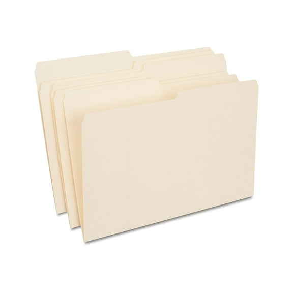 Staples Manila File Folders Legal 2 Tab Assorted Positions 100/Box 116939