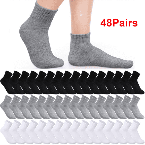 48 Pairs Thin Crew Socks for Men & Women, Breathable Casual Athletic Ankle Socks