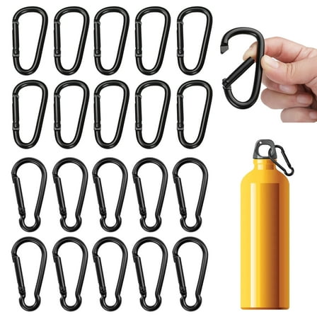 Rigging Anchoring Hardware Spring Snap Hooks, Strong Wear Resistance Heavy Duty Carabiner Clip For Your Gear (Black, Pack Of 20)