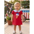 thumbnail image 5 of BemeyourBBs Toddler Baby Girl 4th of July Dress Fourth of July Outfit Baby Girls Patriot Independent Day Summer Dress Ice Cream Bow Embroidered Plaid Doll Collar Short Sleeve A-line Dresses, 5 of 9
