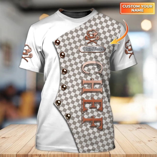 Camiseta de Chef con nombre personalizado para hombre y mujer, camisa Unisex con estampado 3D de Chef, regalo informal de verano, DW58Adult size L Gao Jinjia LED