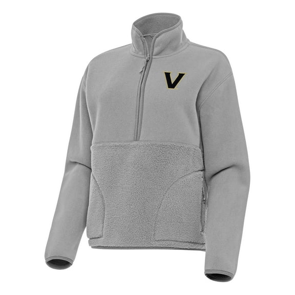 Women's Antigua Gray Vanderbilt Commodores Figure Half-Zip Pullover Sweatshirt