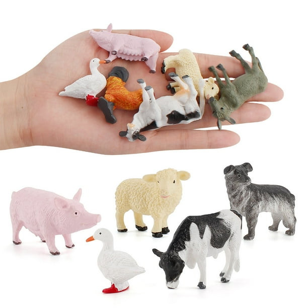 Vogacara 12 piezas, modelos de animales de granja ligeros, pato impermeable, Animal simulado, sólido, pequeñas herramientas de educación Juguetes Educativos