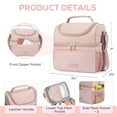 thumbnail image 6 of TOURIT Insulated Lunch Tote Bag Leakproof Lunch Box, Reusable Cooler Bag Food Container with Dual Compartment, Pockets & Shoulder Strap for Women Men, Work School Picnic Beach, Pink, 6 of 8
