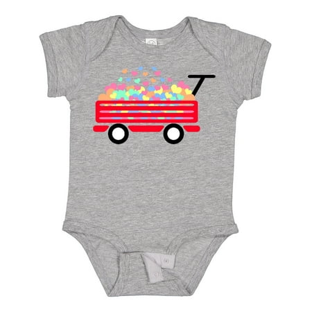 

Inktastic Red Wagon with Hearts Valentines Day Gift Baby Boy or Baby Girl Bodysuit