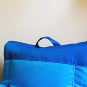 Big Joe Dorm Bean Bag Chair with Drink Holder and Pocket for Teens and Kids, Two Tone Blue, Durable Easy-Clean Polyester Nylon Blend, 3 foot Gaming and Reading Nook Seat, Refillable