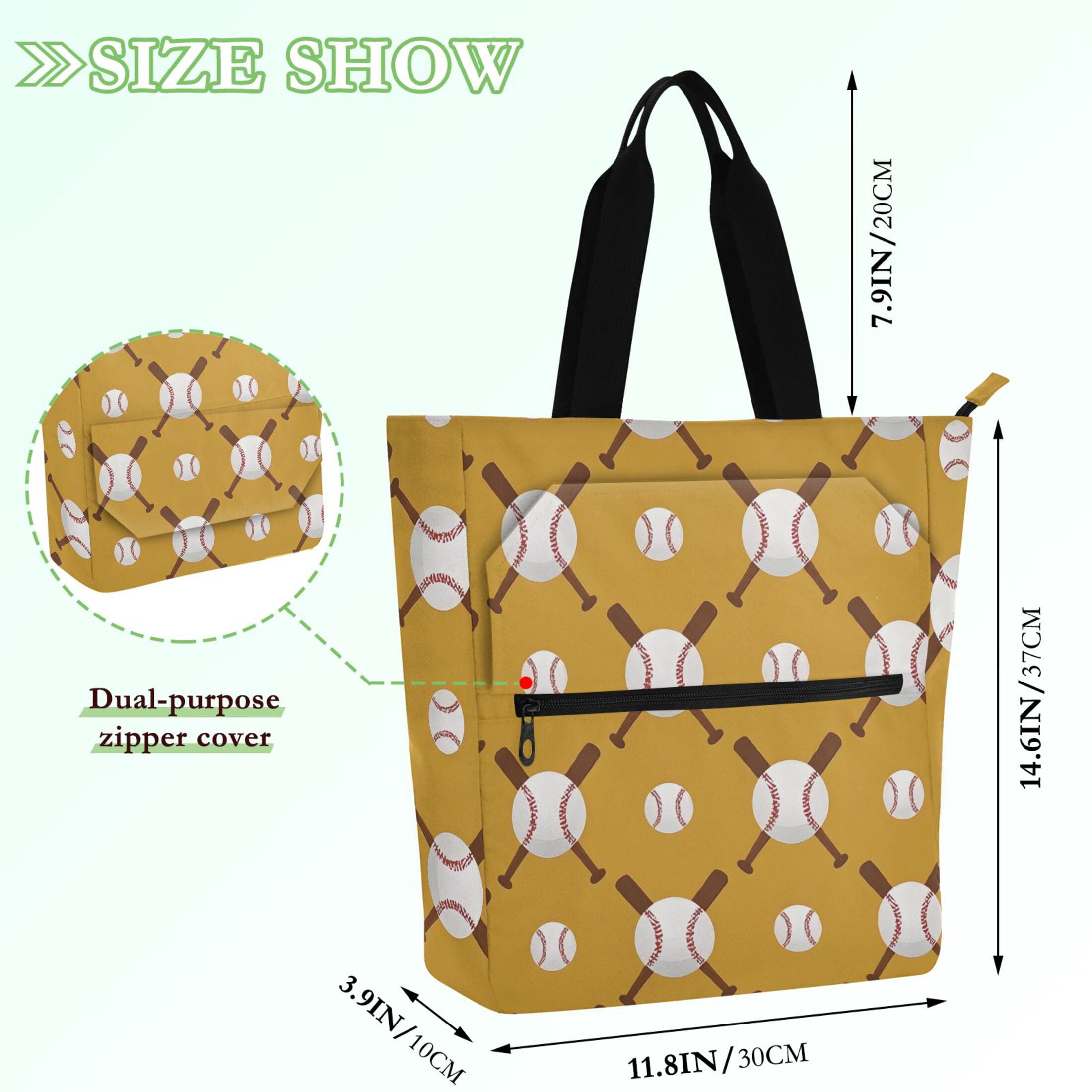 ALAZA Baseball Balls Bats School Book Bag Kids Tote Bags Handbag