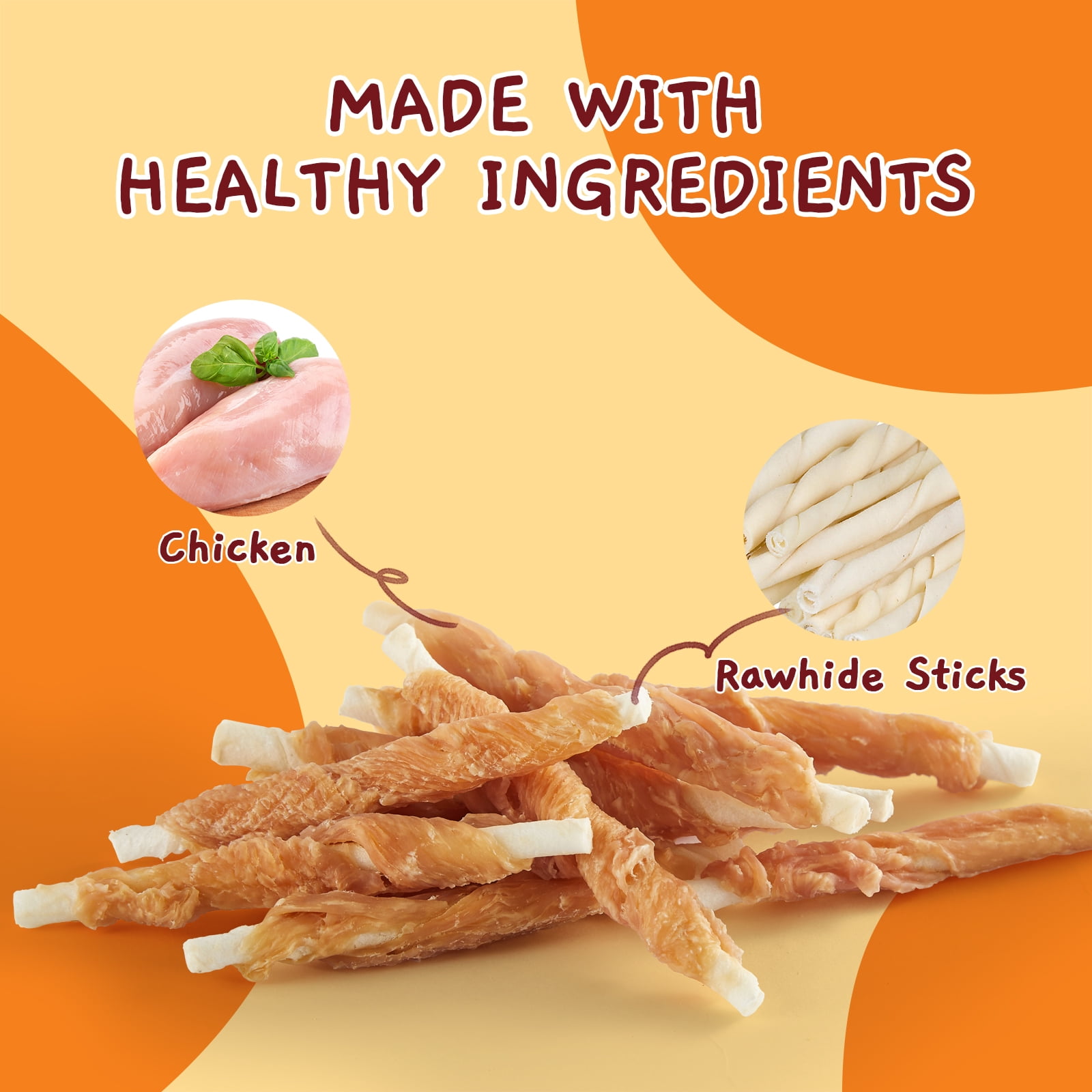 (5 pack) Jungle Calling Dog Treats, Chicken Wrapped Rawhide Sticks for Dogs, Delicious and Nutritious Training Reward Treats and Dog Chews Snacks, 6 oz