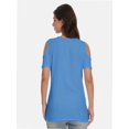 thumbnail image 2 of Womens Summer Shirts Short Sleeve V Neck Criss Cross Cold Shoulder Tops Blouse, 2 of 4