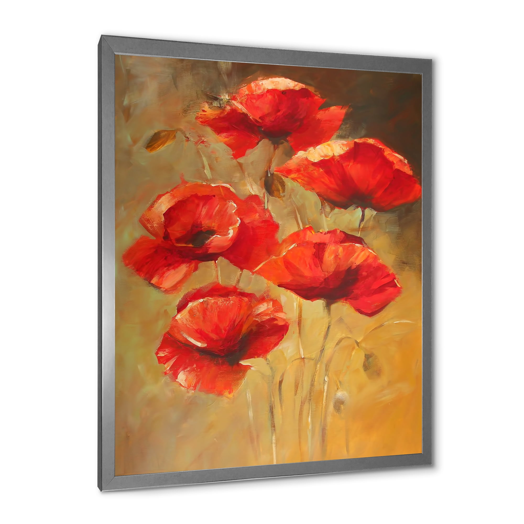 Designart 'Ancient Blooming Poppies II' Traditional Framed Art Print