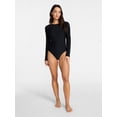 thumbnail image 2 of Time and Tru Women's and Women's Plus Size One Piece Rash Guard Swimsuit with Long Sleeves, Sizes XS-3X, 2 of 5