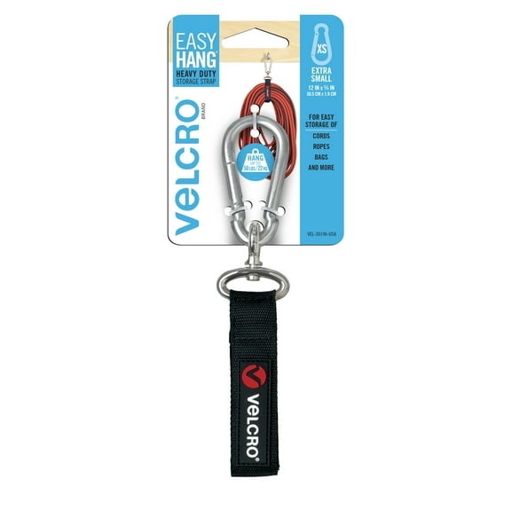 VELCRO Brand EASY HANG™ Storage Strap - Xsmall 12in x 3/4in Strap, Black