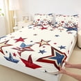 thumbnail image 4 of Homewish American Flag Stars Twin Sheet Sets for Teen, Vintage Style Twin Fitted Sheet, Dreamy Cartoon Theme Flat Sheet, Breathable Home Decor, 3-Piece, 4 of 8