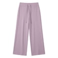 thumbnail image 3 of High Waist Wide Leg Casual Trousers Soft Stretch Comfy Palazzo Pants For Women With Pockets Women's Comfortable Lightweight Regular Pants Girl Pull On Sweatpants, 3 of 3
