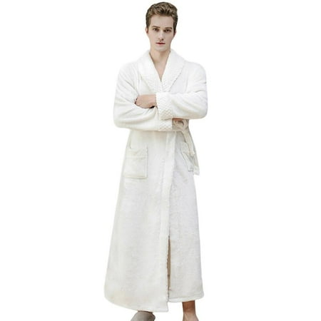 

Fantadool Couple Casual Bathrobe Autumn Winter Flannel Long Robe Thick Warm Sleepwear Pajamas Bathrobe Nightgown Spa Dressing Gown