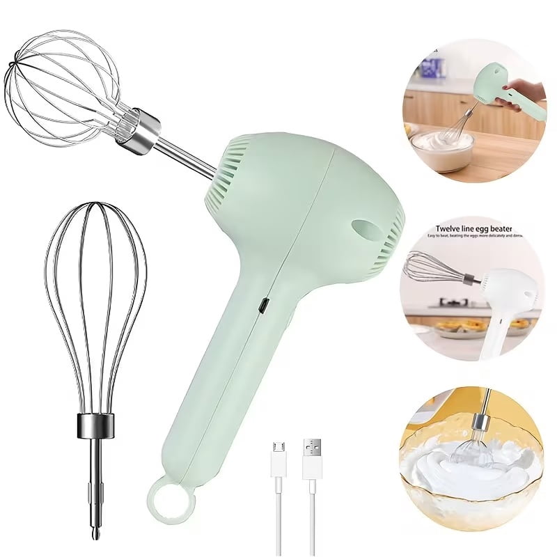 Rechargeable Electric Egg Beater and Whisk - Cordless, Portable. Lightweight, easy-to-use hand mixer for cakes, cookies, muffins, and more - perfect for home bakers and professionals