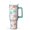 Greenish-blue, variant on 40 oz Coral and Seashell Tumbler With Handle and Straw Lid - Steel Insulated Travel Coffee Cup - Ideal for Beach Lovers