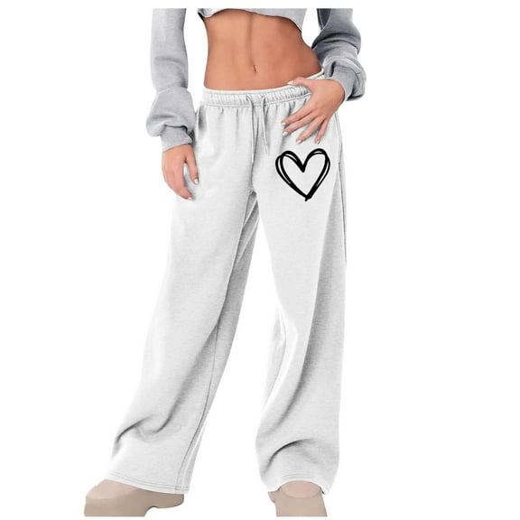 fatyb Womens Sweatpants Drawstring Elastic Waist Lounge Pants Loose Wide Leg Sweat Pants with Pockets