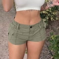 thumbnail image 3 of CQONEPT Womens 3 Inch Cargo Shorts Casual Twill Chino Shorts Elastic Waist Lightweight Shorts with Pockets Army Green XL, 3 of 4