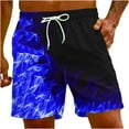 thumbnail image 2 of Nrmvnmi Mens Shorts Colorblock Fire Pants Shorts for Man Beach Hawaiian Ruched Tropical Straight Leg Fall Summer 2024 Father's Day Gifts For Dad ,4th of July Gifts for Men, 2 of 9
