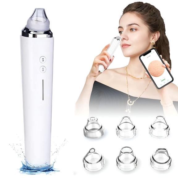 XIRQI Wifi Blackhead Vacuum Remover with HD Camera, 6 Suction Heads, USB Rechargeable Pore Cleaner for Acne and Skin Care, Effective Facial Cleansing Tool