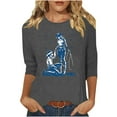 thumbnail image 3 of Jsaierl Women's 3/4 Sleeve Tops Summer Crew Neck Shirts Cute Graphic Petite Blouses Going Out Loose Fit Tunic Top S-2XL, 3 of 5