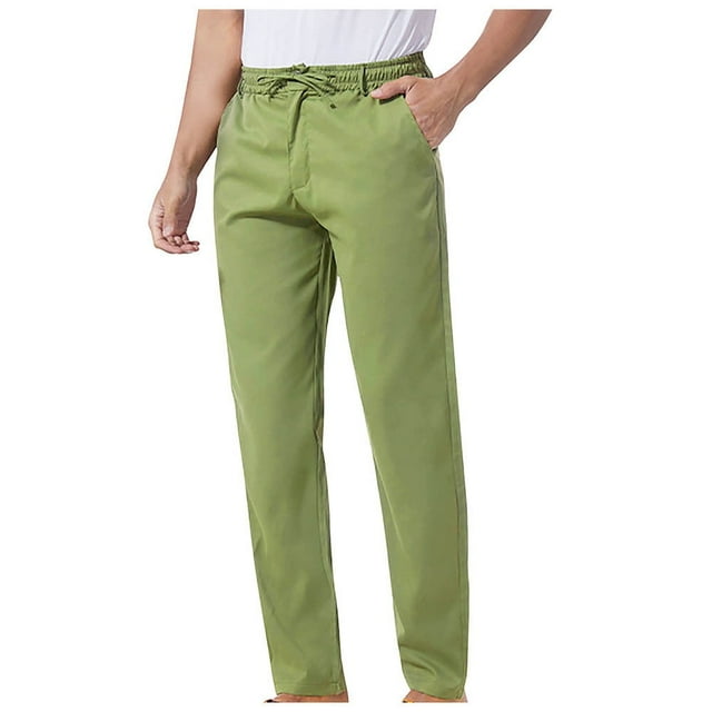Pantalones largos para hombre, informales, de color, con cordón ajustable en la pierna, transpirables, ajustados.