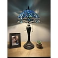 thumbnail image 4 of Tiffany Table Lamp Blue Stained Glass Dragonfly LED Bulbs Included Pull Chain Switches for Living Room Dining Room Bedroom Bedside 12"W*12"D*22"H, 4 of 5