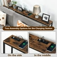 thumbnail image 3 of 70.9'' Console Table with Power Outlet, Narrow Sofa Table with Charging Station for Entryway Hallway Living Room Rustic Brown, 3 of 8