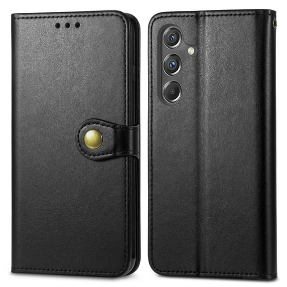 Dteck Case for Samsung Galaxy S24,Magnetic Leather Card Slots Wallet Case Shockproof Rubber Kickstand Flip Cover,Black