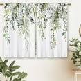 thumbnail image 6 of Eucalyptus Green Leaves Kitchen Curtains Botanical Floral Plant Small Short Cafe Window Curtains Flower Herb Rod Pocket Bathroom Window Drapes Treatment Tier Curtains 2 Panels (26x36 Inch), 6 of 6