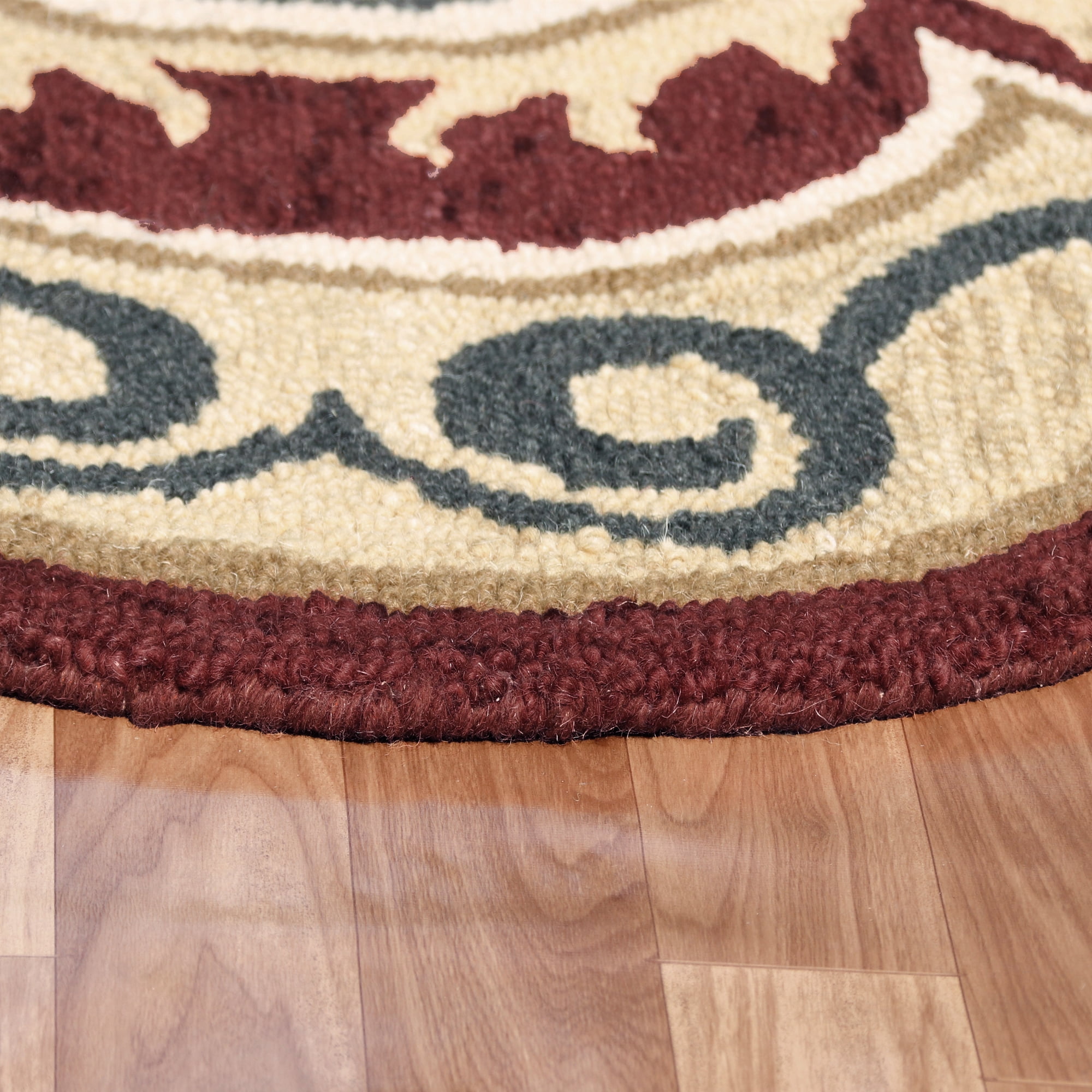 Ox Bay Elena 4' Round Rust/Gold Floral Medallion Indoor Area Rug