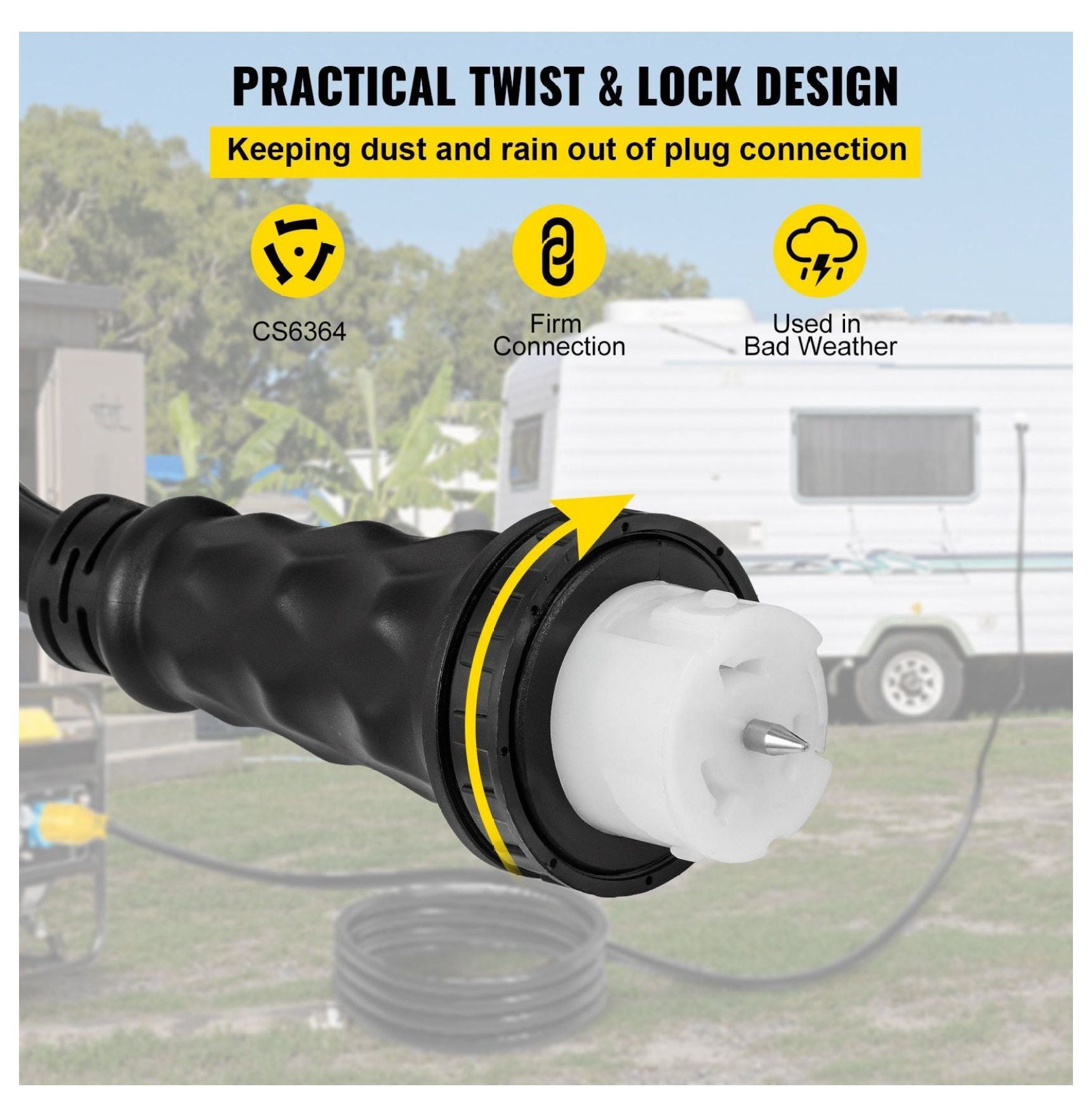 50 Amp Generator Extension Cord 20Ft STW 6/3+8/1 - 12500W N14-50P to CS6364 RV Power Cord Twist Lock Generator Adapter for Home & Outdoor Use