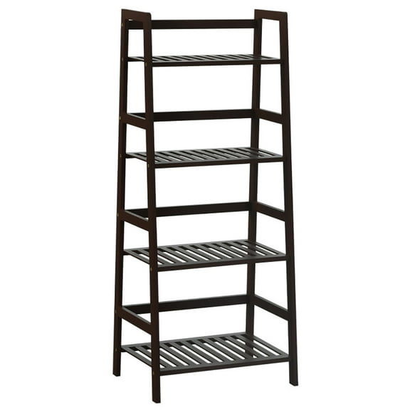 Resenkos Raised Planter Stand, Large Space Flower Rack Shelf,4-Tier Bamboo Plant Rack with Guardrails Stable and Space-Saving-Brown
