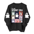 thumbnail image 2 of Spooky Season Sweatshirt Womens Ghost Graphic Pullover Crew Neck Long Sleeve Loose Fit Casual Fall Tops Ribbed Cuffs and Hem Cute Halloween Long Sleeve Sweatshirt, 2 of 7