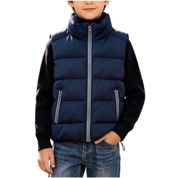 StSilkitty Boys Girls Puffer Vest Zip up Sleeveless Stand Collar Jacket Coat Fall Winter Warm Outerwear with Pockets