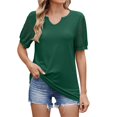 thumbnail image 2 of Womens Tops Women's 2025 Spring/Summer New Solid Color V Neck Lace Splicing Short Sleeve Loose T Shirt Top Shirts for Women, 2 of 6