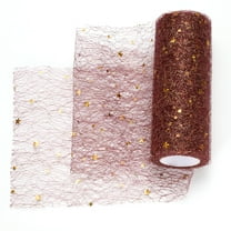 Moon & Star Tulle Rolls Fabric, 6" x 10 Yard Nylon Tulle Ribbon Mesh Shiny Tulle Fabric for DIY Tutu Skirt, Wine Red