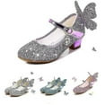 thumbnail image 1 of Princess Leather Shoes For Girls Glitter Children High Heel Girls Shoes Butterfly Knot, 1 of 2
