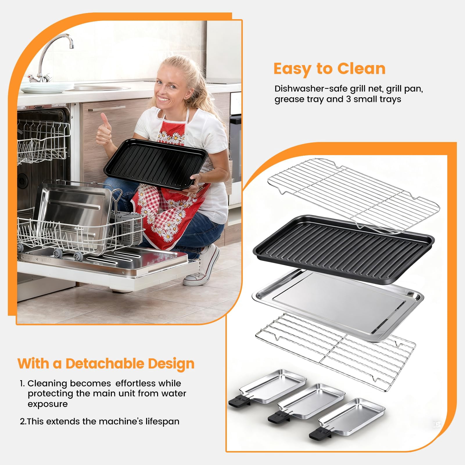 Electric Griddle 2-in-1 Indoor Grill, Black, 1700W with Removable Plates