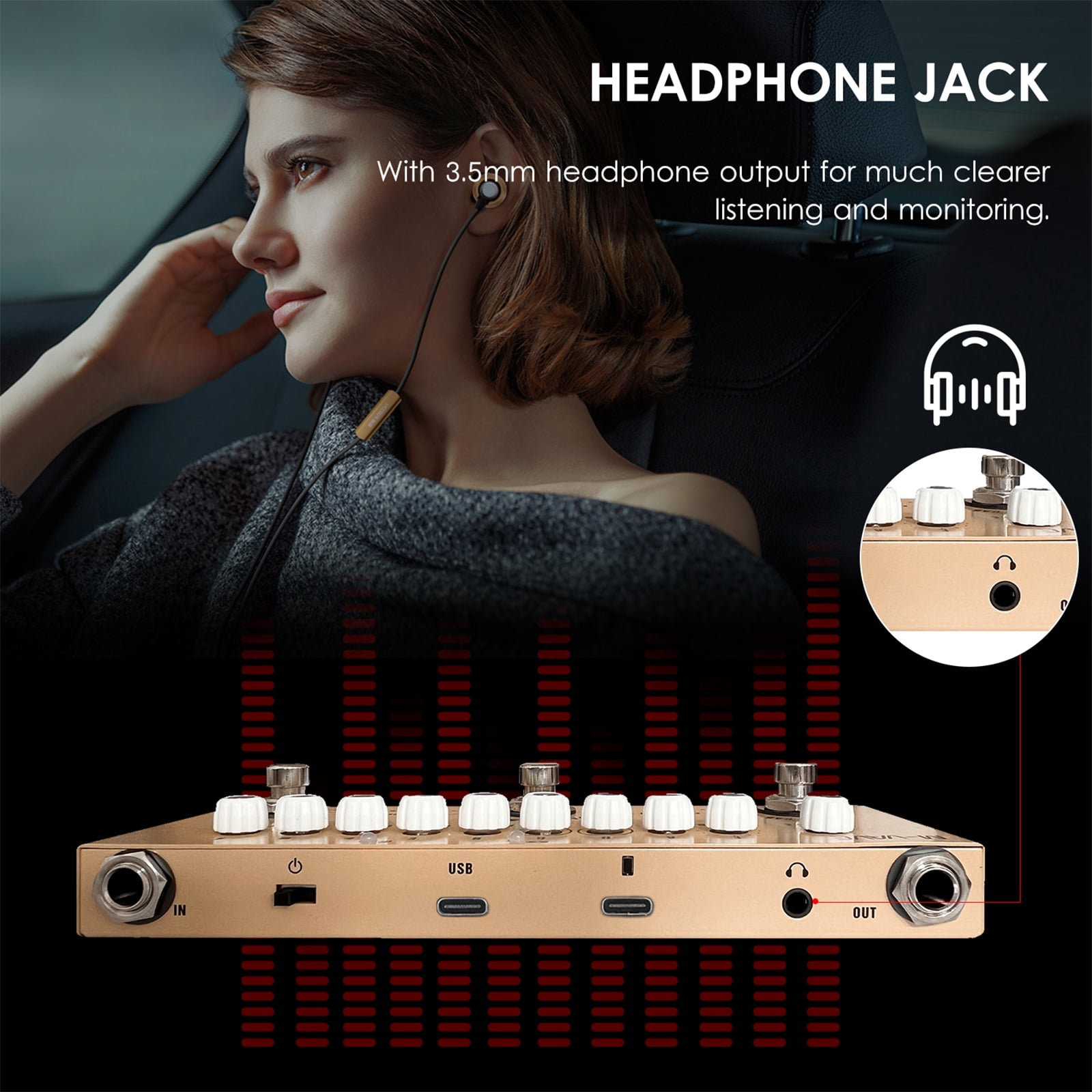 Guitar Effects Pedal Combined Electric Guitar Effect Pedal, Music Playback, Phone Recording, Audio Interface, for Acoustic Guitar
