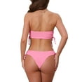 thumbnail image 3 of INSPIRAR CHIC Conjuntos de Bikini de Dos Piezas para Mujeres con Tirantes de Banda y Lazo Lateral, Parte Superior Sin Tirantes y Parte Inferior en Forma de Triángulo, Trajes de Baño, Pequeño, Rosa, 3 of 5