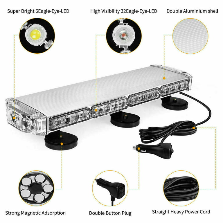Amber-White Magnetic Mounted Emergency LED Light Bar