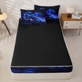thumbnail image 4 of Homewish Glowing Starry Blue Dragon Zipper Twin Comforter Sets with Fitted Sheet and 2 Pillowcases For Boys And Girls,Blue Cosmic Fantasy Zipper Bedding Set,Black Reversible,4 Pieces, 4 of 7