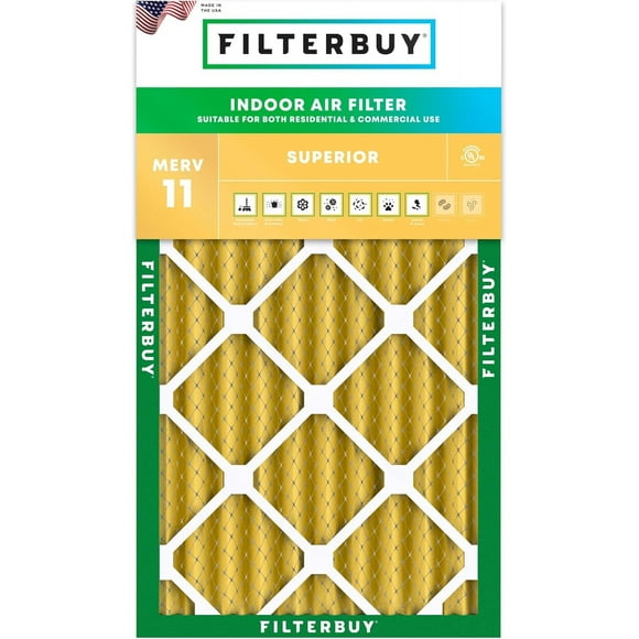 Filterbuy 16x25x4 MERV 11 (MPR 1200) Allergen Defense, Pleated HVAC AC Furnace Air Filters (1-Pack)