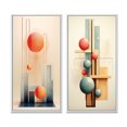 thumbnail image 2 of Designart "Vintage Love Mystery Flowing Illustration II" Modern Geometric Framed Wall Art Set Of 2 - Modern Blue Framed Canvas Set For Living Room Decor, 2 of 6