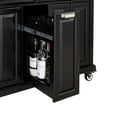 thumbnail image 6 of AR 60.5" Kitchen Island on Wheels, 4 Doors and 3 Drawers, Rolling Storage Cart with Rubberwood Countertop & Adjustable Shelves, Black, 6 of 9