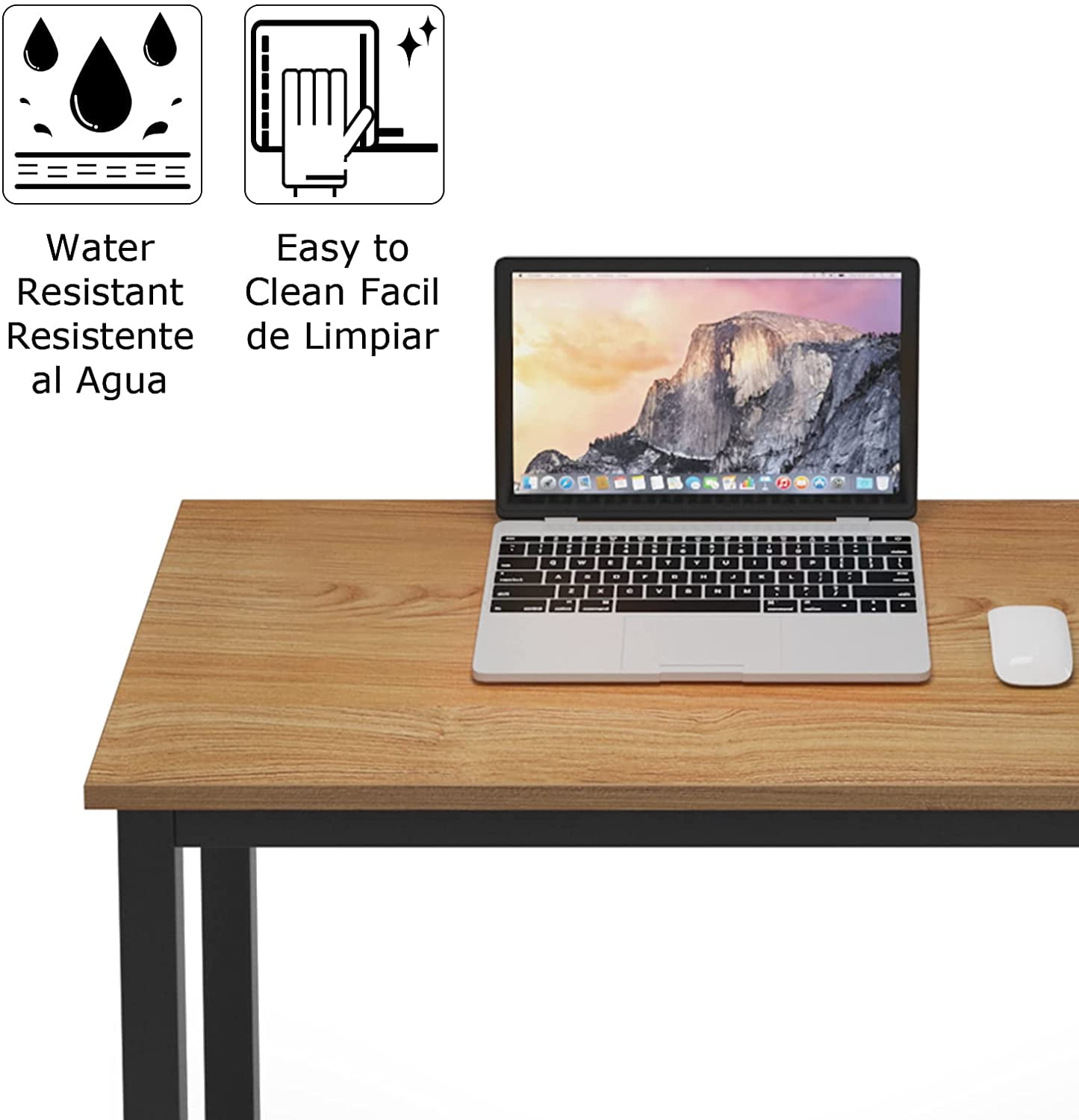 SogesPower Wood Office Desk Large Computer Desk with BIFMA Certification, Sturdy Office Writing Desk Home Office Desk Workstation Table, 63" Teak Black
