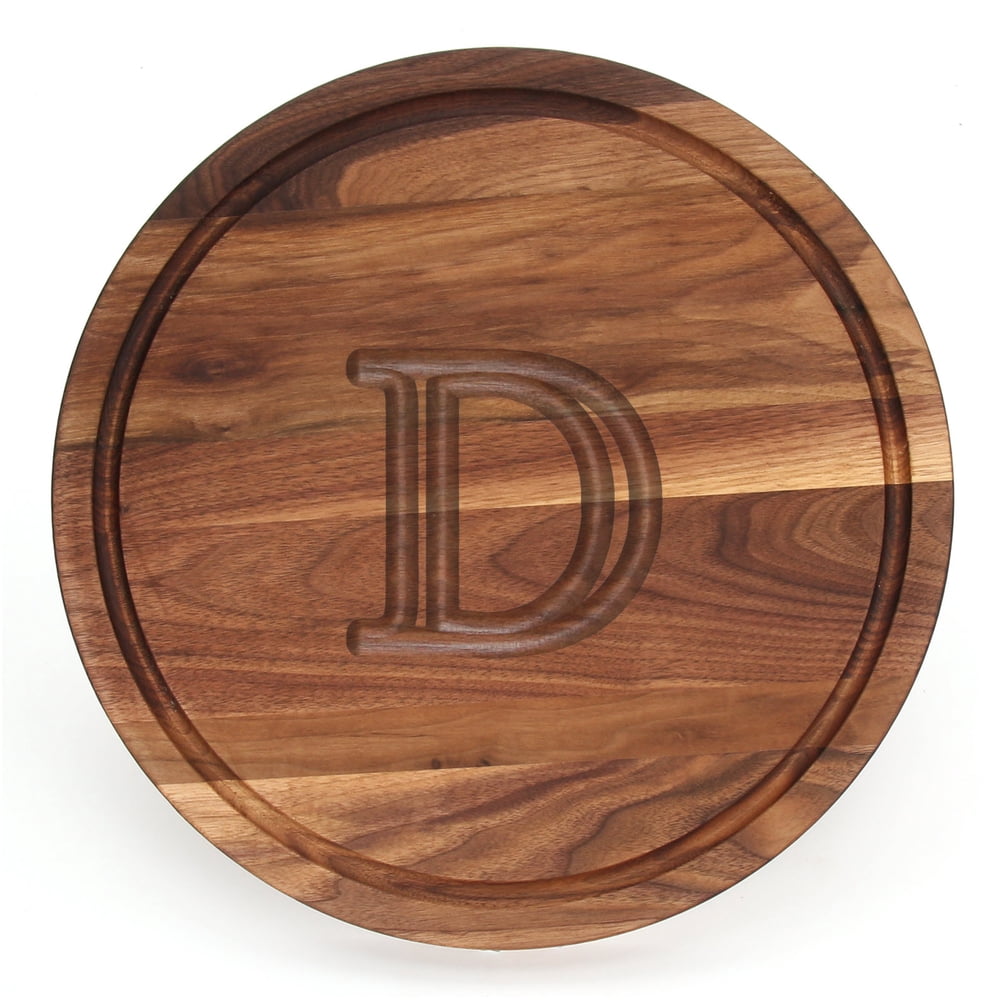 large circular wooden cutting board