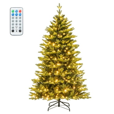 Costway 6 FT Artificial Xmas Tree with 1168 Branch Tips 350 LED Lights 11 Lighting Modes